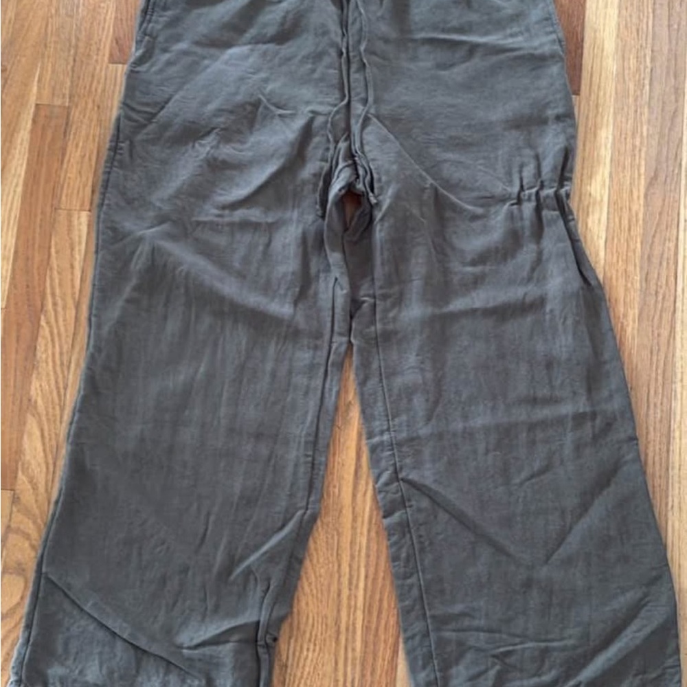 H&M olive green linen pants size small